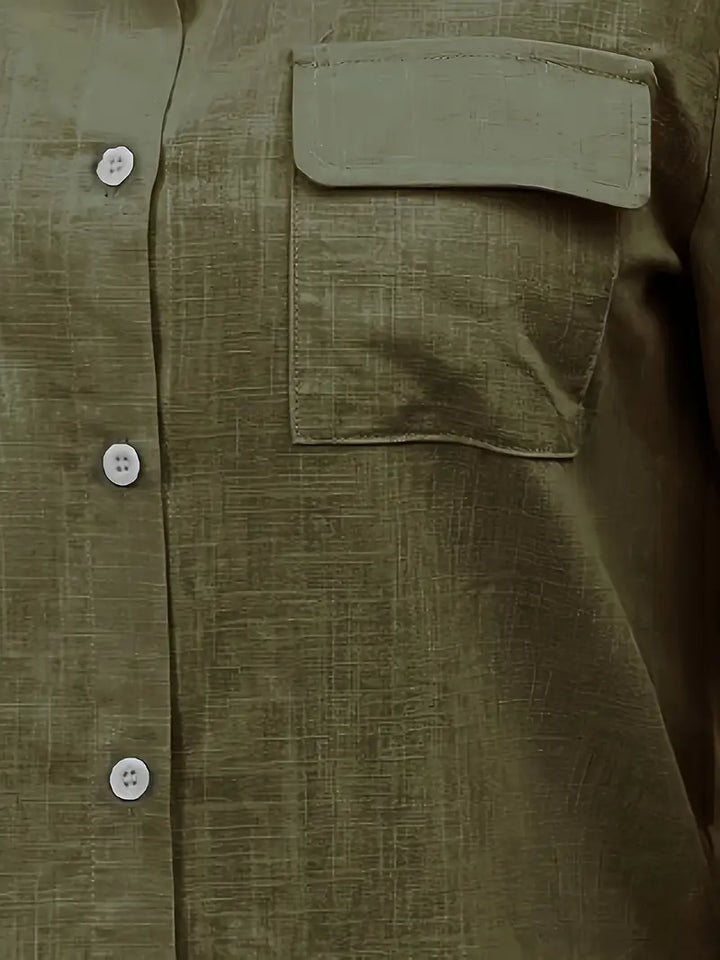 Athena - Camicia di Cotone con Tasche Frontali