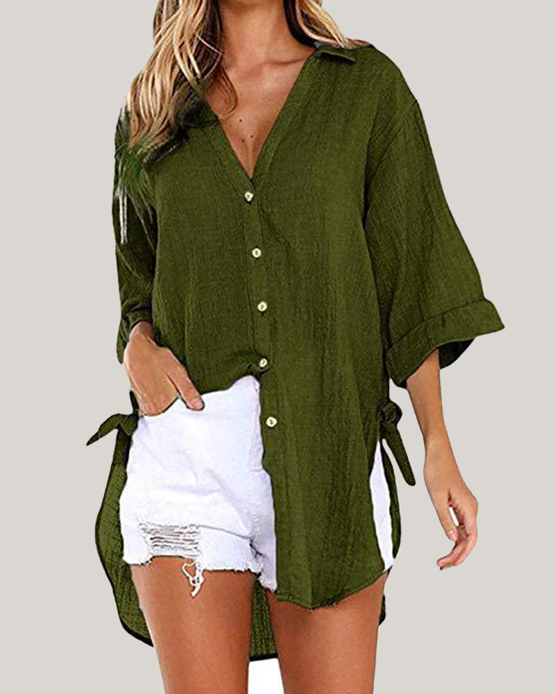 Camicia Lunga con Legature sui Lati