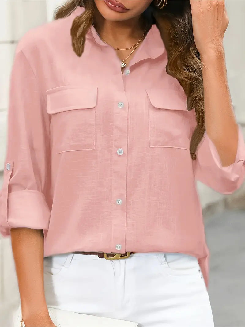 Athena - Camicia di Cotone con Tasche Frontali