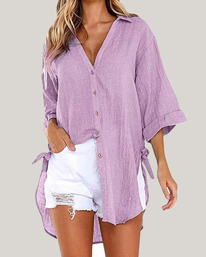Camicia Lunga con Legature sui Lati