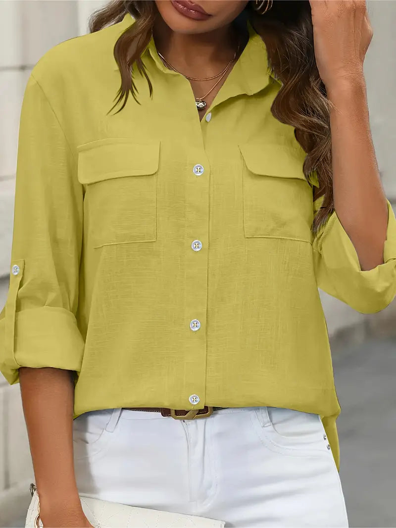 Athena - Camicia di Cotone con Tasche Frontali