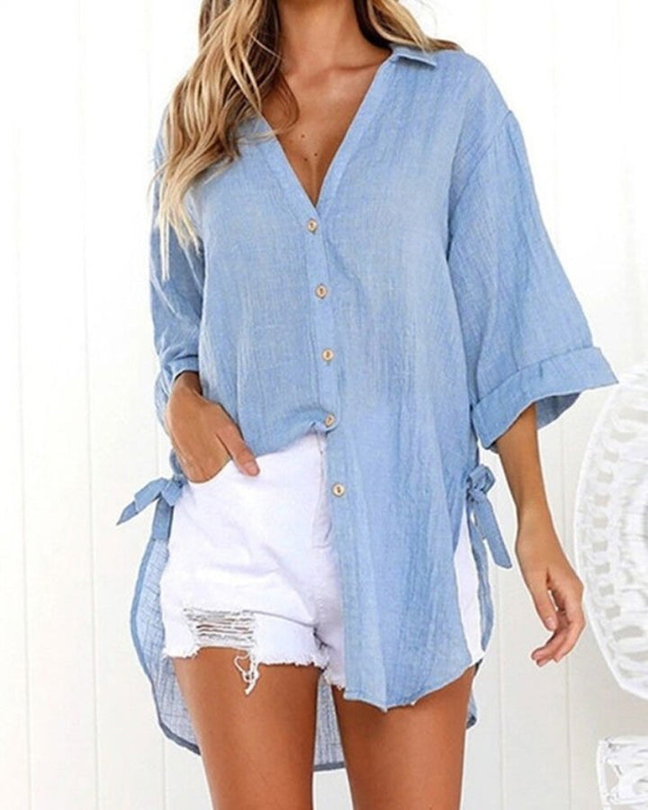Camicia Lunga con Legature sui Lati