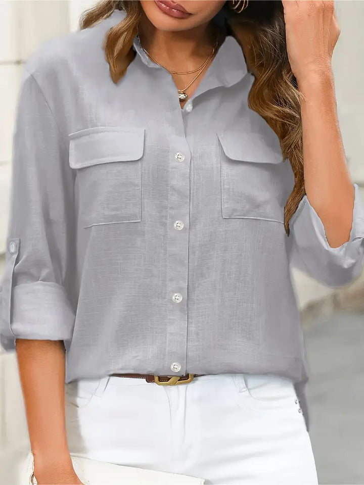 Athena - Camicia di Cotone con Tasche Frontali