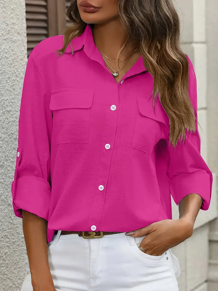 Athena - Camicia di Cotone con Tasche Frontali
