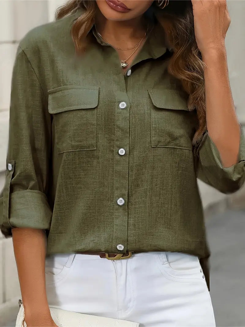 Athena - Camicia di Cotone con Tasche Frontali