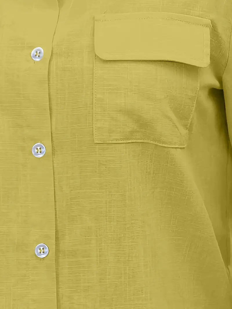 Athena - Camicia di Cotone con Tasche Frontali