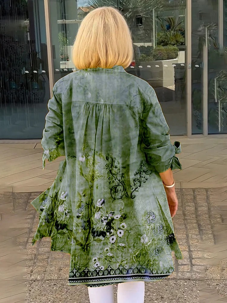 Florabel - Giacca in Cotone Stampato con Maniche a Fiocco