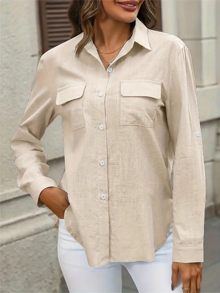 Athena - Camicia di Cotone con Tasche Frontali