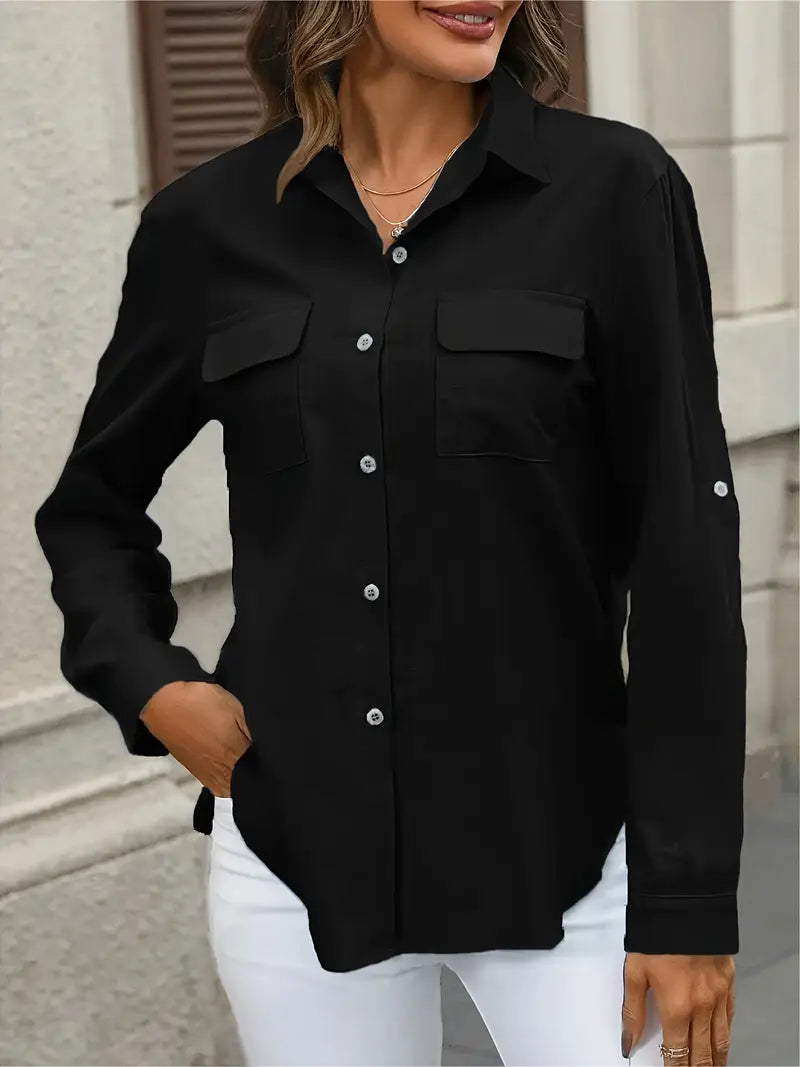 Athena - Camicia di Cotone con Tasche Frontali