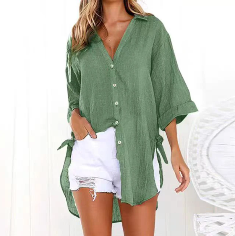 Camicia Lunga con Legature sui Lati